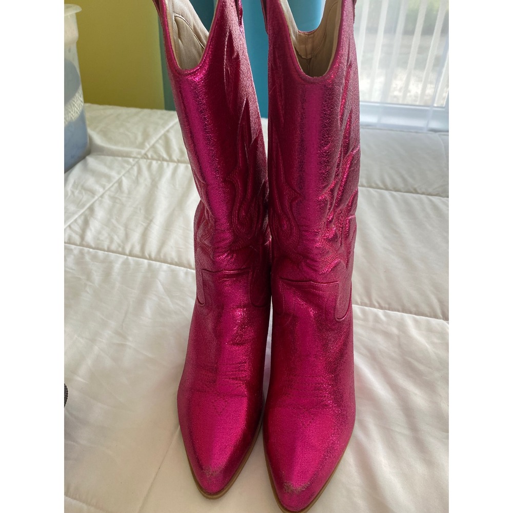 Unbranded Cowboy Boots Women 41 10 Pink Metallic Western Coastal Cowgirl